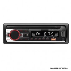 AUTO RÁDIO MP3 BLUETOOTH DUAL USB SINGLE RED